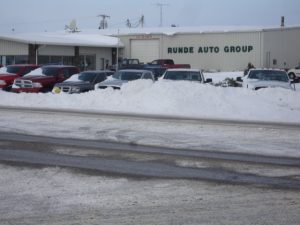 Runde Auto Group in Manchester after a big snow storm