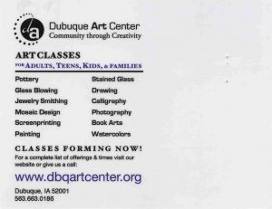 list of classes offered at the Dubuque Art Center