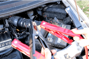 jump starting a car