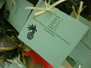 one of the Cards on the East Dubuque Giving Tree wreath