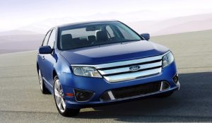 blue Ford Fusion sedan - big brother to the 2012 Ford Focus