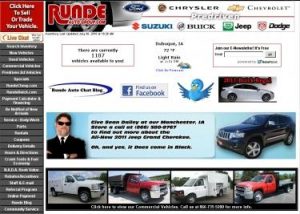 screen shot of the Runde Auto Group website