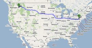 map of Dan Cotter's trip