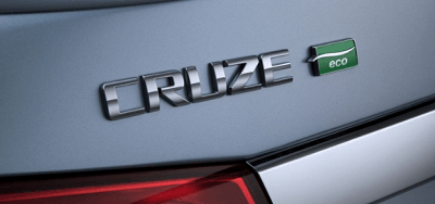 Cruze Eco emblem on silver car