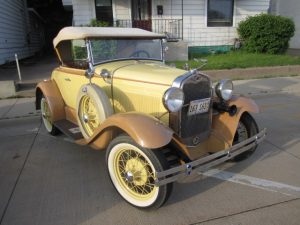 antique yellow and brown car