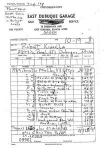 Receipt from Runde Chevrolet for the 1969 Chevrolet Chevelle SS