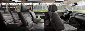 Ford Flex interior showing 3 rows of seating