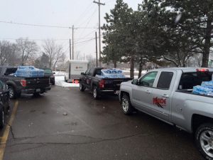 Resources Unite in Dubuque getting ready to move out and deliver the bottles of water to Flint