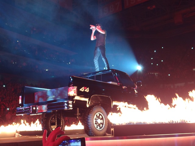 Luke Bryan on a Chevy truck