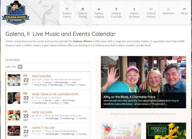 Screenshot of the Galena Guide website