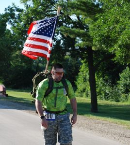 runner with a U.S. flag