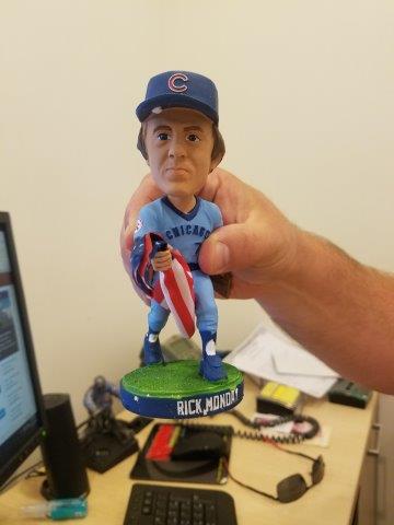 Bobblehead doll of former Chicago Cub Rick Monday