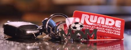 Runde Chevrolet keychain and key fob laying on a countertop