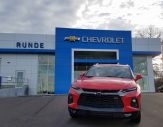 red Chevrolet Blazer parked in front of Runde Chevrolet