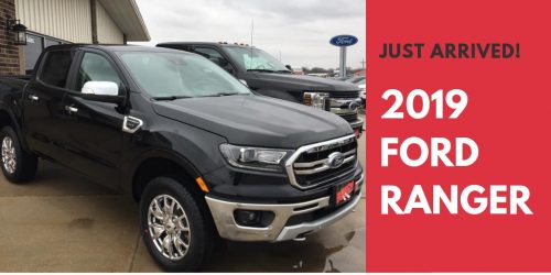 black 2019 Ford Ranger crew cab for sale at Runde Auto Group in Manchester Iowa