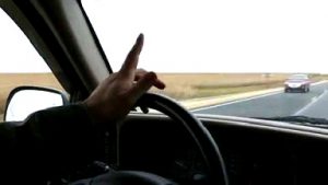 Dyersville Iowa driver waving while driving