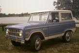 Classic blue and white Ford Bronco hardtop