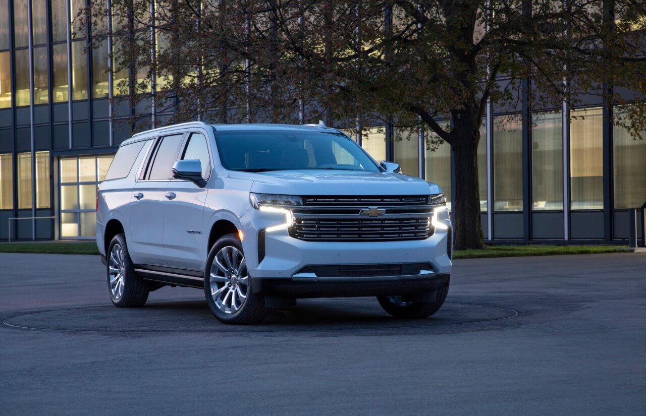 white Chevy Suburban