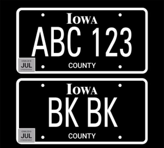 Iowa black-out plates