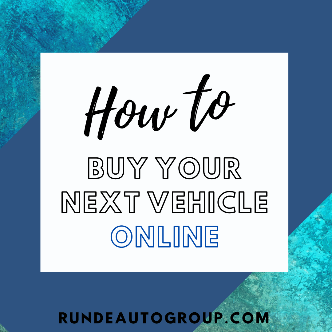 graphic that reads "how to buy a vehicle online"