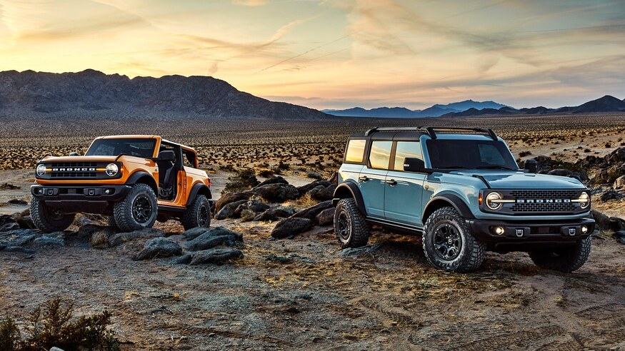 Ford Bronco's on a prairie