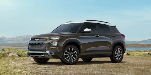 2021 bronze Chevy Trailblazer with white roof