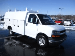 Chevy Express van in Dubuque area - Cutaway van with KUV upfit and ladder rack