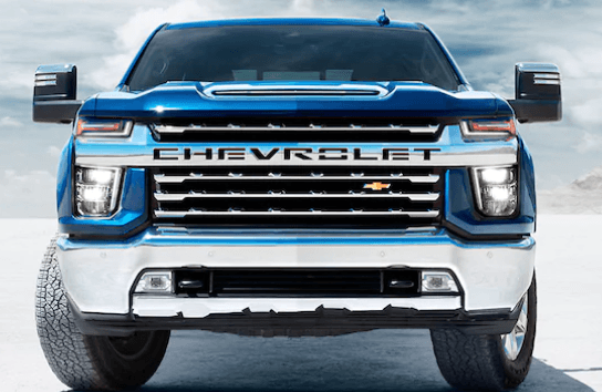 blue Silverado HD front end