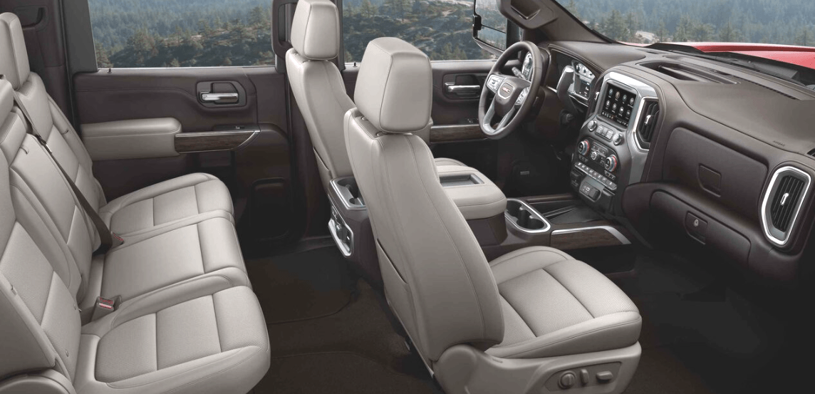 Sideview of the interior of a new GMC Sierra HD near Dubuque