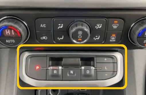 new GMC Acadia push button shift panel