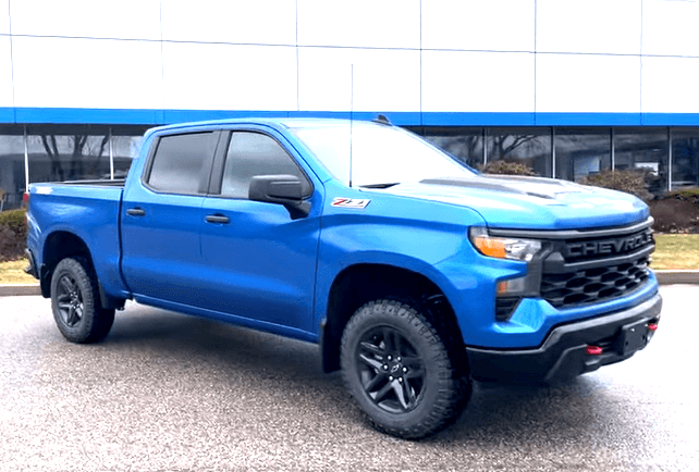 2022 blue Chevy Silverado Trailboss near Dubuque