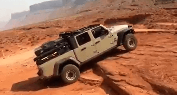 Aaron Young's Jeep Gladiator on rugged terrain