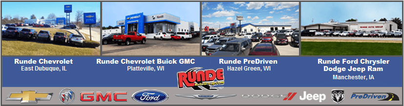 Runde auto Group Banner showing four locations