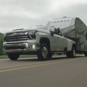 2024 Chevy Silverado HD towing a trailer