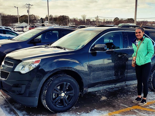 Honk and wave if you see Kristie in her Chevy Equinox from Matthew Gil at Runde PreDriven!